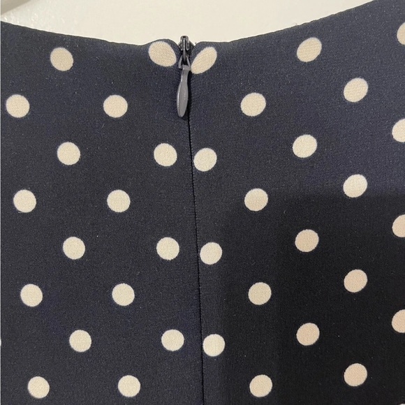 Connected Apparel Navy and Cream Polka Dot Midi Dress - Picture 5 of 5
